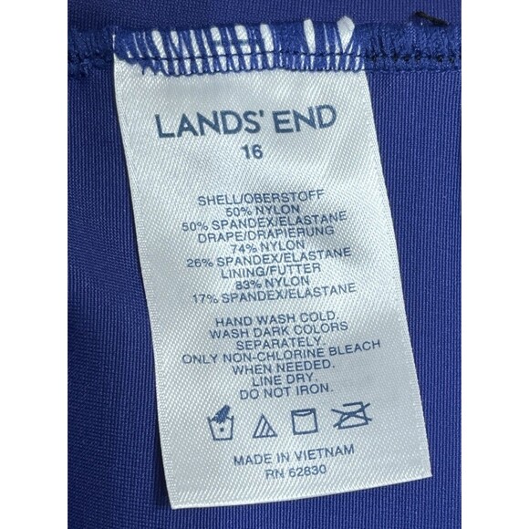 Lands End Paisley Tugless Low Leg Molded Soft Cup One Piece Swimsuit 16 Beach - Picture 9 of 14